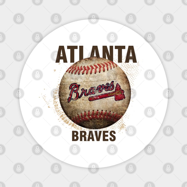 atlanta braves retro Magnet by Semhar Flowers art